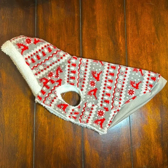 Holiday Fleece Lined Dog Sweater with Hood - Picture 2 of 12